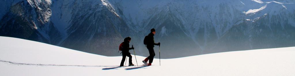 Guided short break and weekend snowshoe trips in the Alps